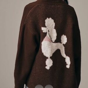Anthropologie Brown Teddy Jacket with Poodle Design